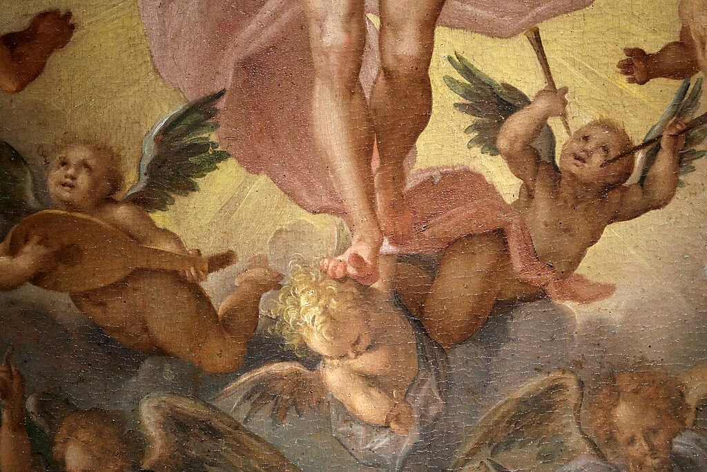 Ascensione di Cristo con la Vergine, gli apostoli e le sante Agnese ed Elena - Uffizi, Firenze, dettaglio